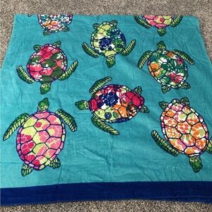 Cynthia Rowley Aqua Beach Towel With Turtles - 35” X 67”